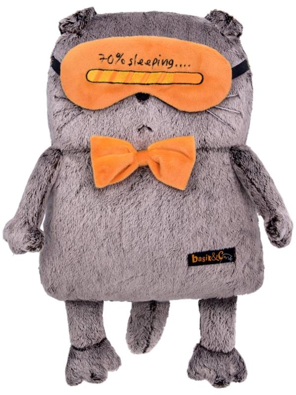 Мягкая игрушка «Кот-подушка в маске для сна», 34 см