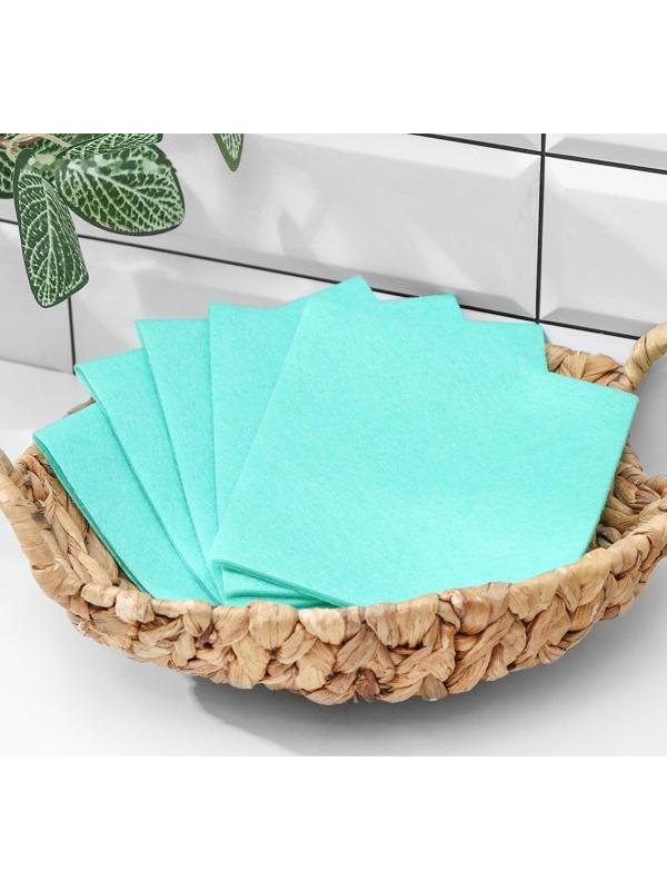 Салфетки вискозные универсальные Доляна, 30×30 см, 5 шт, цвет зелёный