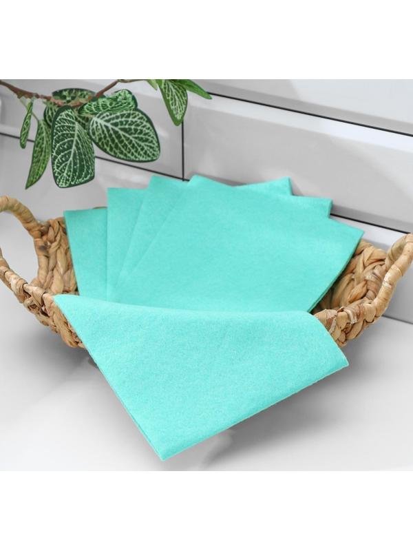 Салфетки вискозные универсальные Доляна, 30×30 см, 5 шт, цвет зелёный