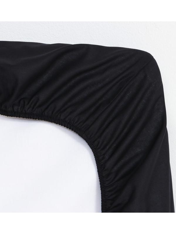 Простыня на резинке Этель 160*200*25, цв.черный, 100% хлопок, поплин 125г/м2