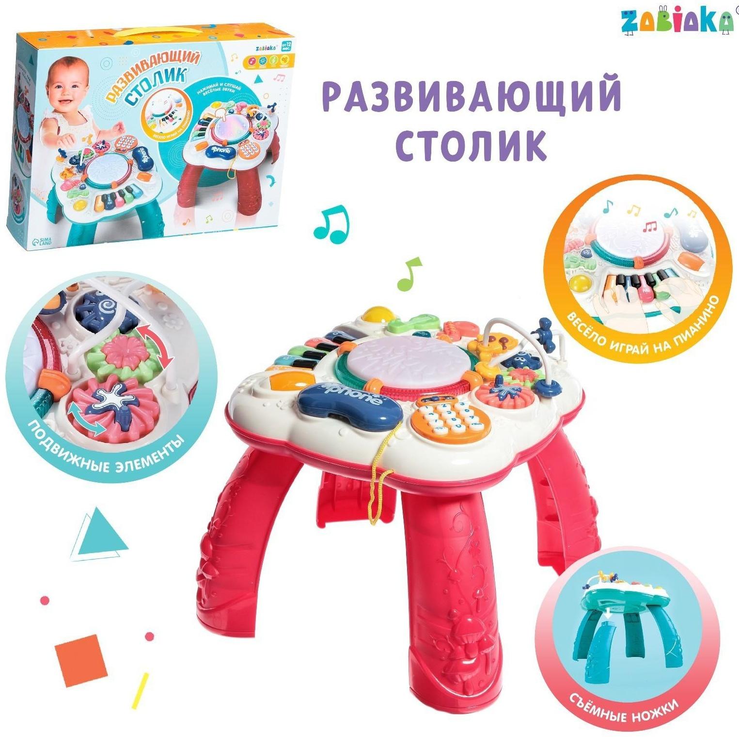 Развивающий столик, световые и звуковые эффекты, цвет красный