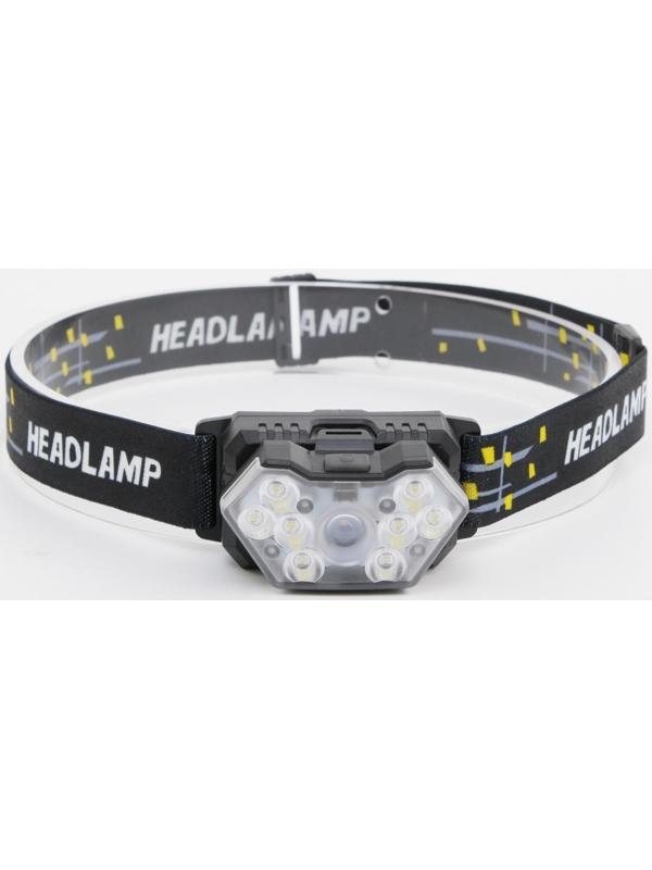 Фонарь налобный, 8 Вт, 8 LED, XT, 6 режимов, 3 ААА