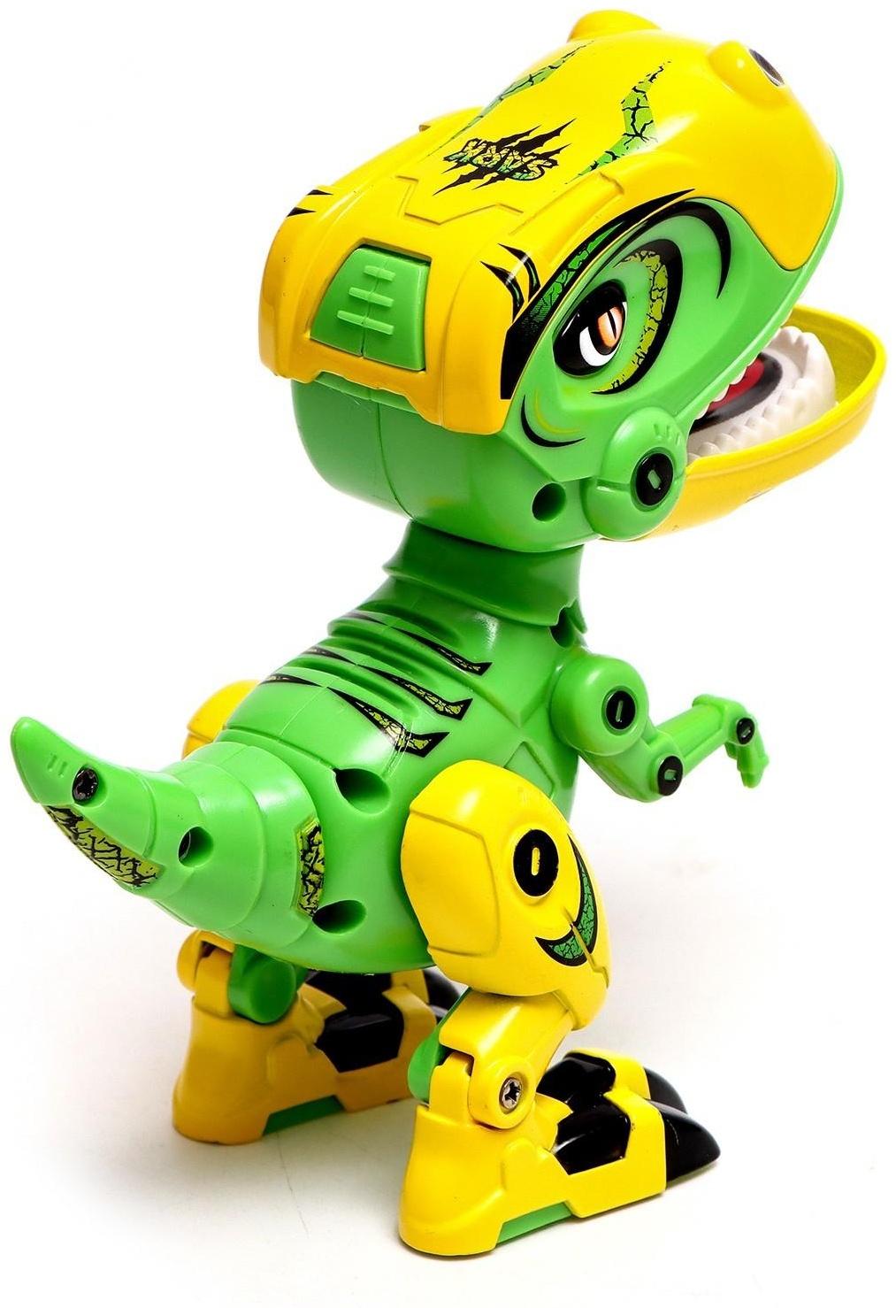 Робот «Динобот», реагирует на прикосновение, световые и звуковые эффекты, цвет зелёный