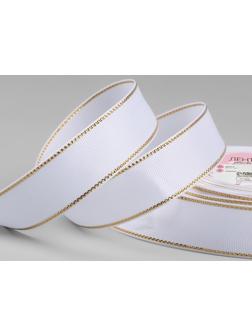 Лента репсовая «Золотые нити», 25 мм × 23 ± 1 м, цвет белый №001