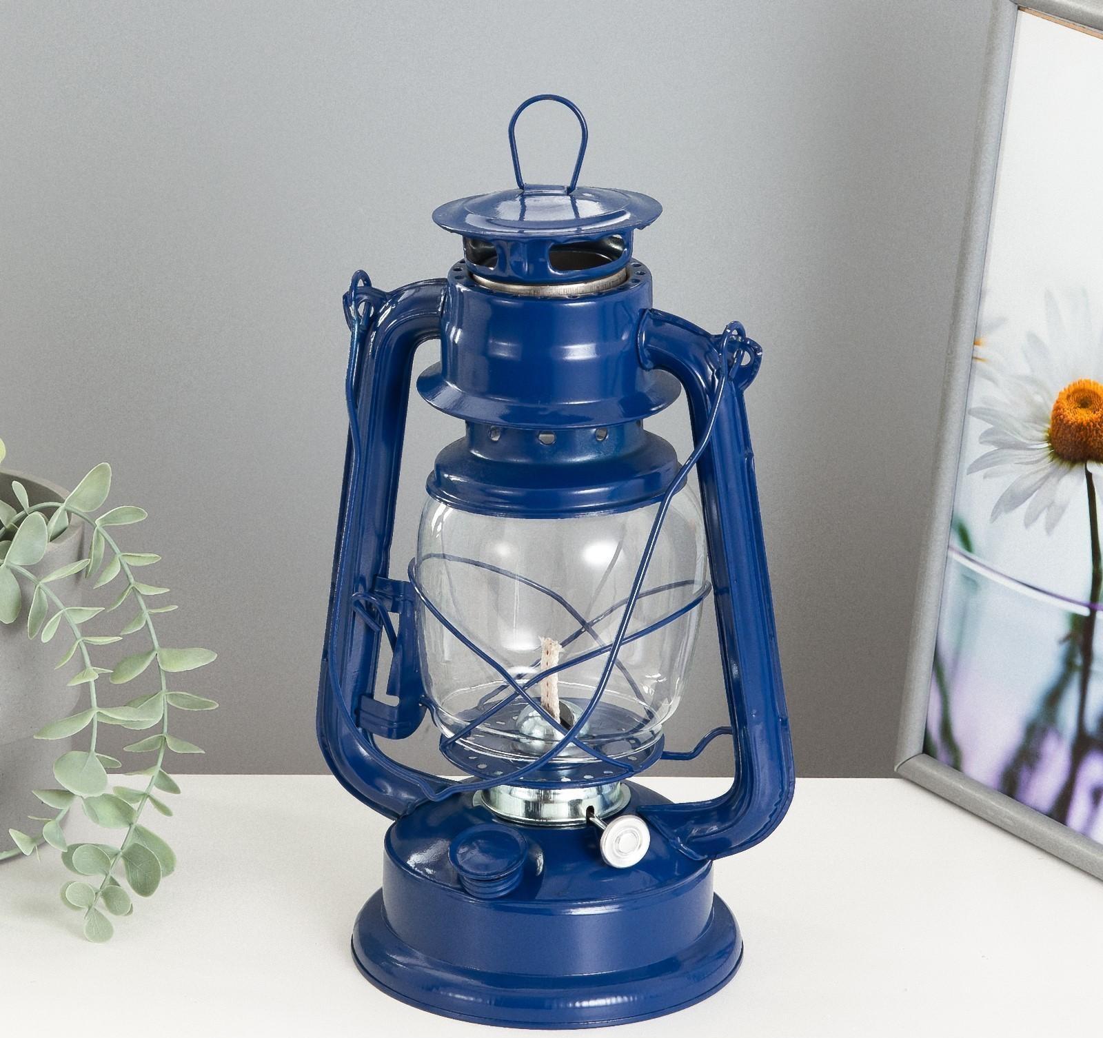 Керосиновая лампа декоративная синий 14х18х27,5 см