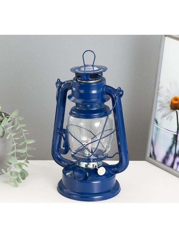 Керосиновая лампа декоративная синий 14х18х27,5 см