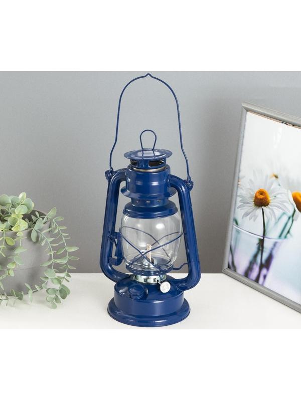 Керосиновая лампа декоративная синий 14х18х27,5 см