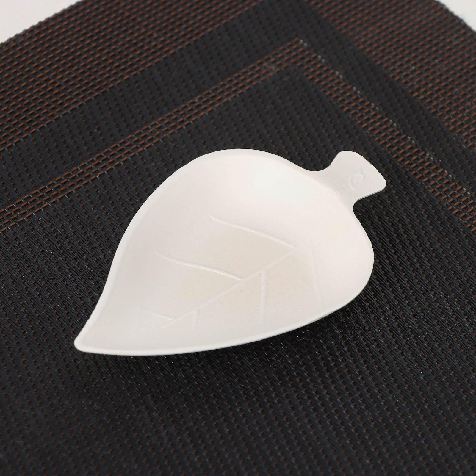 Форма для фуршетов «Листок», 25 мл, 5,9×9×1,2 см, сахарный тростник, 50 шт в упаковке, цвет белый