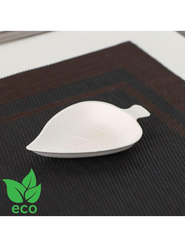 Форма для фуршетов «Листок», 25 мл, 5,9×9×1,2 см, сахарный тростник, 50 шт в упаковке, цвет белый