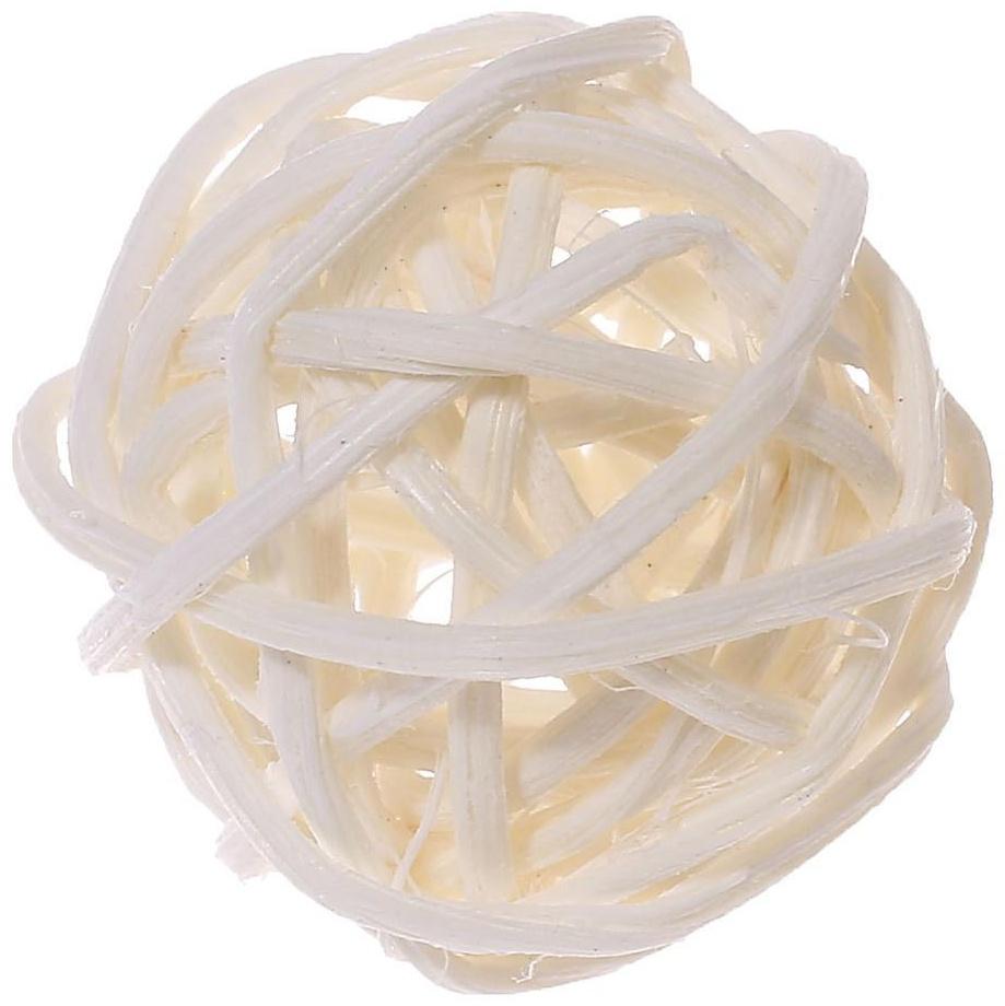 Шар декоративный из лианы, набор 5 шт., размер 1 шт. — 3 см, цвет белый