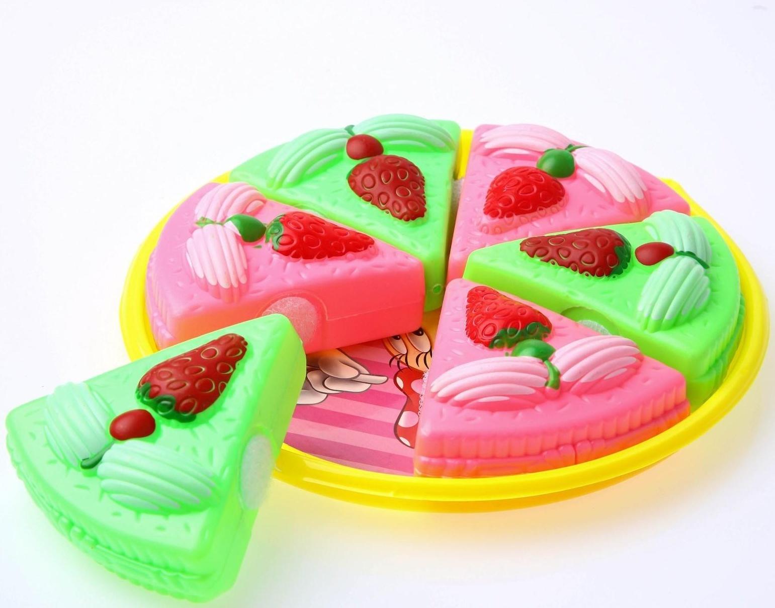 Игровой набор «Чаепитие», Минни Маус, тортик и фрукты на липучках