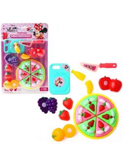 Игровой набор «Чаепитие», Минни Маус, тортик и фрукты на липучках