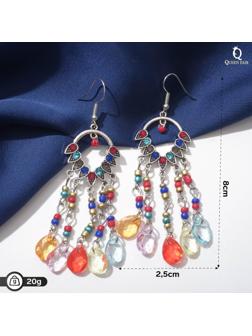 Серьги висячие со стразами 