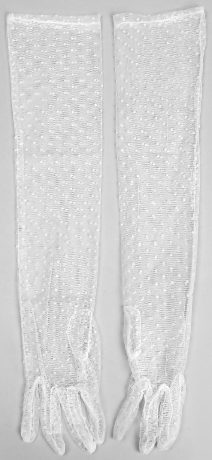 Карнавальные перчатки, цвет белый в горох, длинные