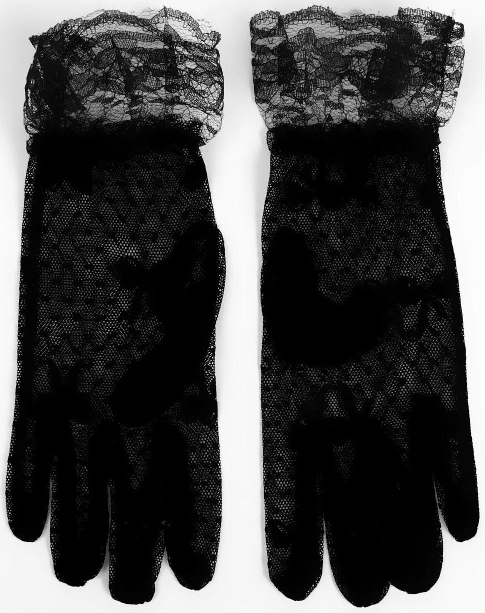 Карнавальные перчатки кружево, цвет черный, короткие