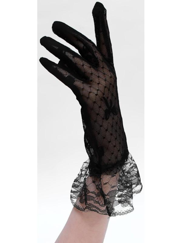 Карнавальные перчатки кружево, цвет черный, короткие