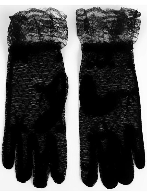 Карнавальные перчатки кружево, цвет черный, короткие