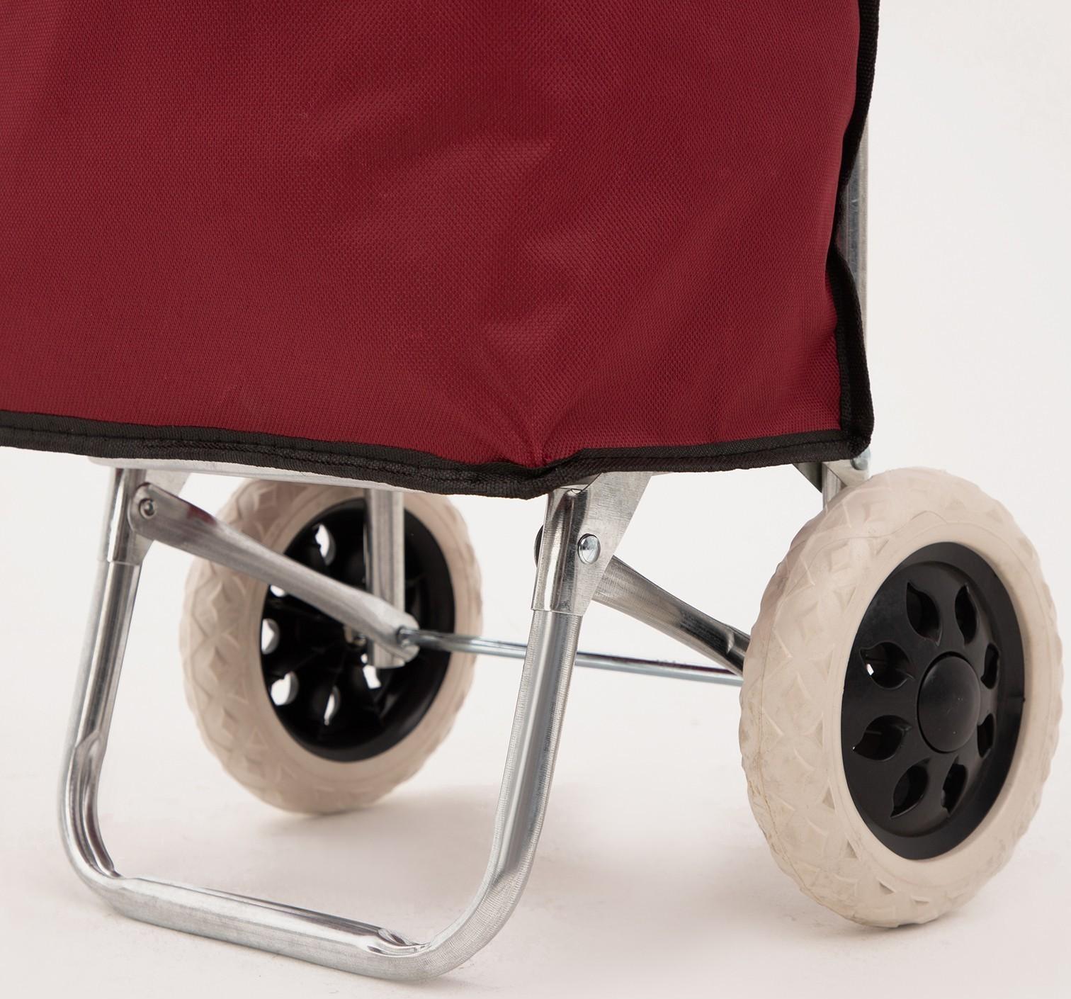 Сумка хозяйственная на тележке, отдел на шнурке, нагрузка до 40 кг, цвет бордовый