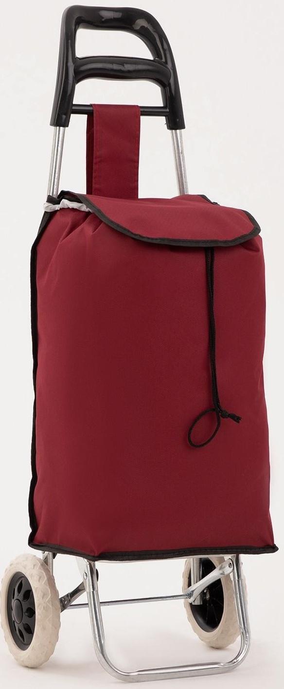 Сумка хозяйственная на тележке, отдел на шнурке, нагрузка до 40 кг, цвет бордовый
