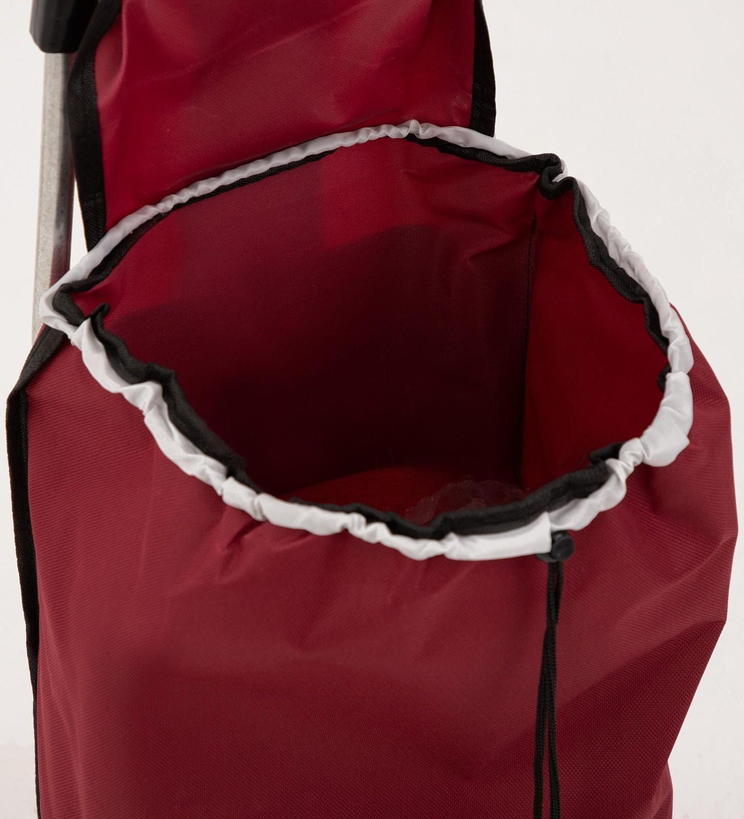 Сумка хозяйственная на тележке, отдел на шнурке, нагрузка до 40 кг, цвет бордовый