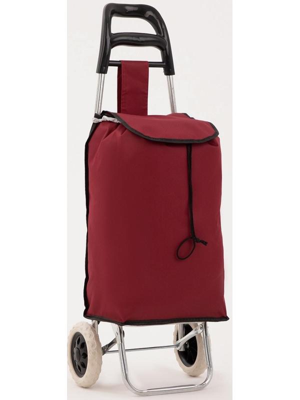 Сумка хозяйственная на тележке, отдел на шнурке, нагрузка до 40 кг, цвет бордовый