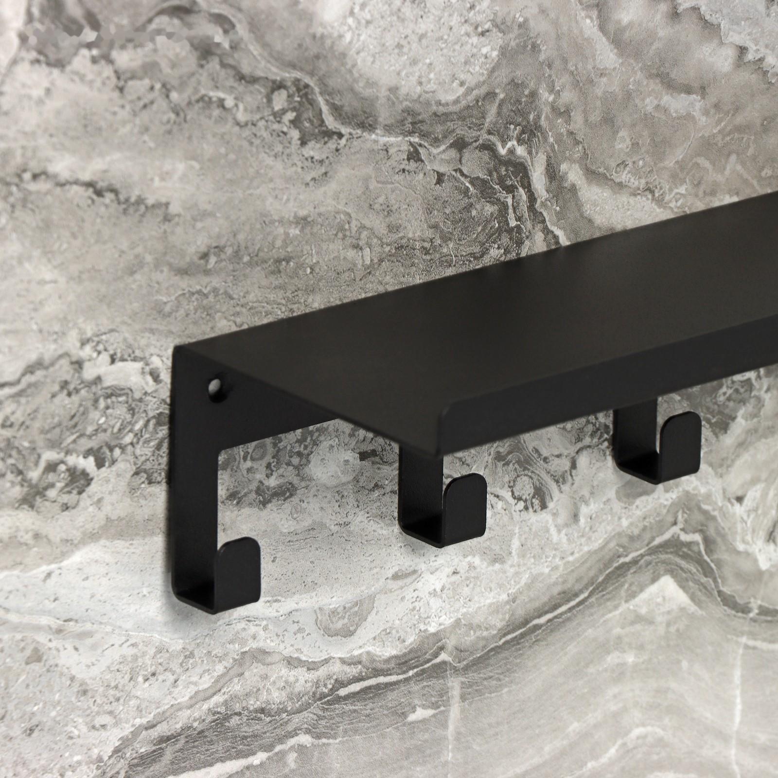 Полка с крючками «Лофт Арт», 50×10×7,5 см, цвет чёрный