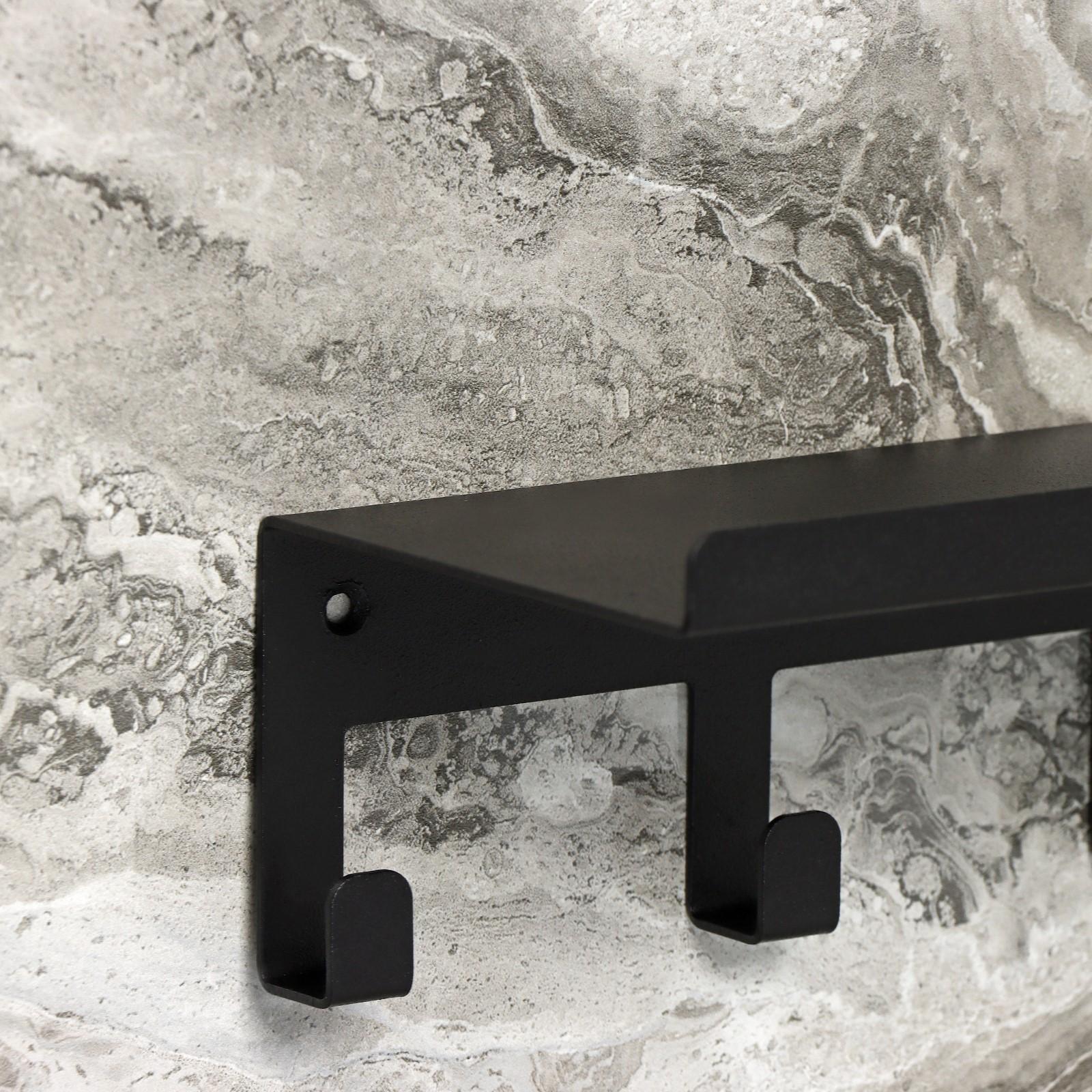 Полка с крючками «Лофт Арт», 50×10×7,5 см, цвет чёрный