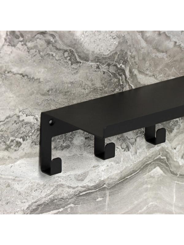 Полка с крючками «Лофт Арт», 50×10×7,5 см, цвет чёрный