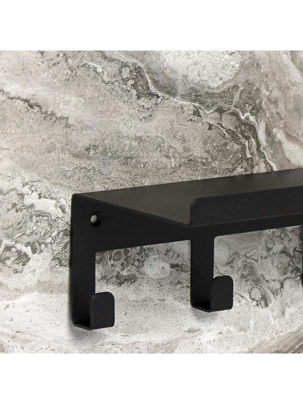 Полка с крючками «Лофт Арт», 50×10×7,5 см, цвет чёрный