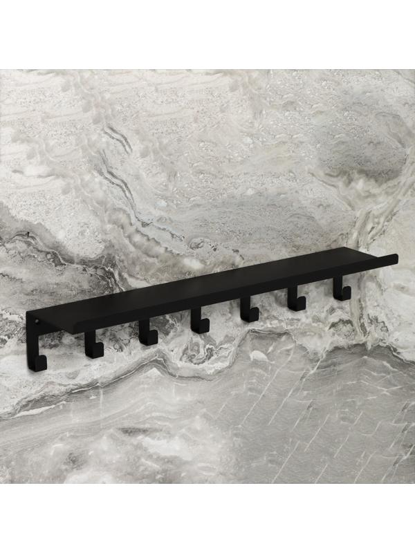 Полка с крючками «Лофт Арт», 50×10×7,5 см, цвет чёрный