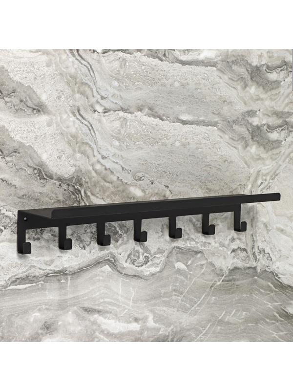 Полка с крючками «Лофт Арт», 50×10×7,5 см, цвет чёрный