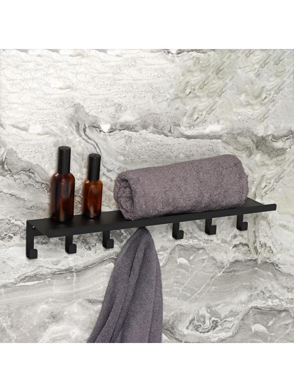 Полка с крючками «Лофт Арт», 50×10×7,5 см, цвет чёрный