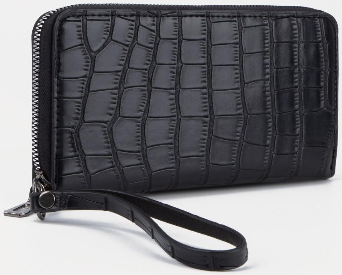 Портмоне на молнии, цвет чёрный