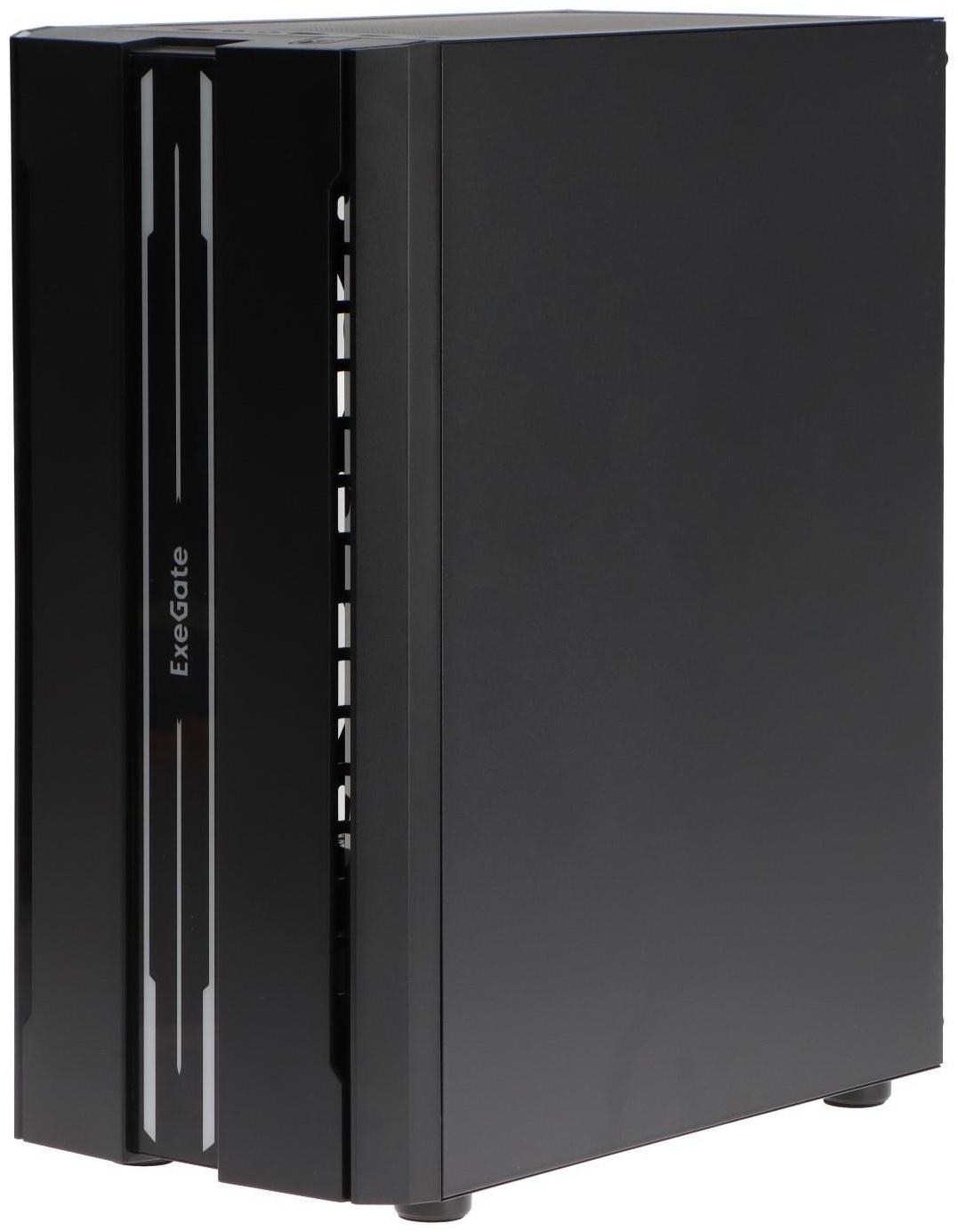Корпус ExeGate Miditower EVO-5020, без БП, ATX, 2хUSB 2.0, 1хUSB 3.0, подсветка, чёрный
