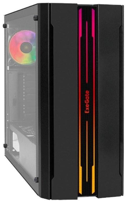 Корпус ExeGate Miditower EVO-5020, без БП, ATX, 2хUSB 2.0, 1хUSB 3.0, подсветка, чёрный