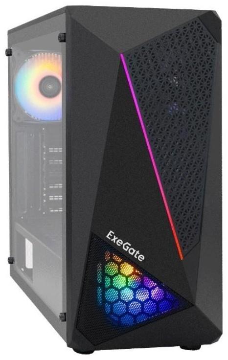 Корпус ExeGate Miditower EVO-8225, без БП, ATX, 2хUSB 2.0, 1хUSB 3.0, подсветка, чёрный