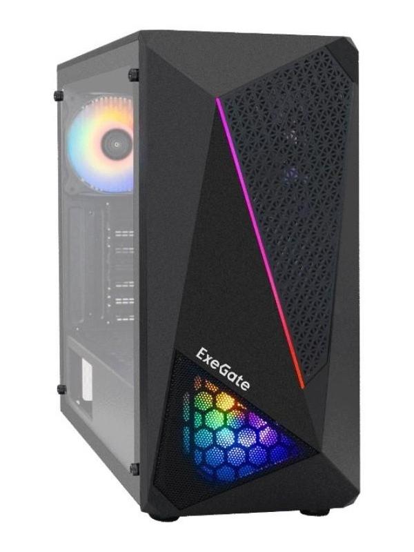 Корпус ExeGate Miditower EVO-8225, без БП, ATX, 2хUSB 2.0, 1хUSB 3.0, подсветка, чёрный