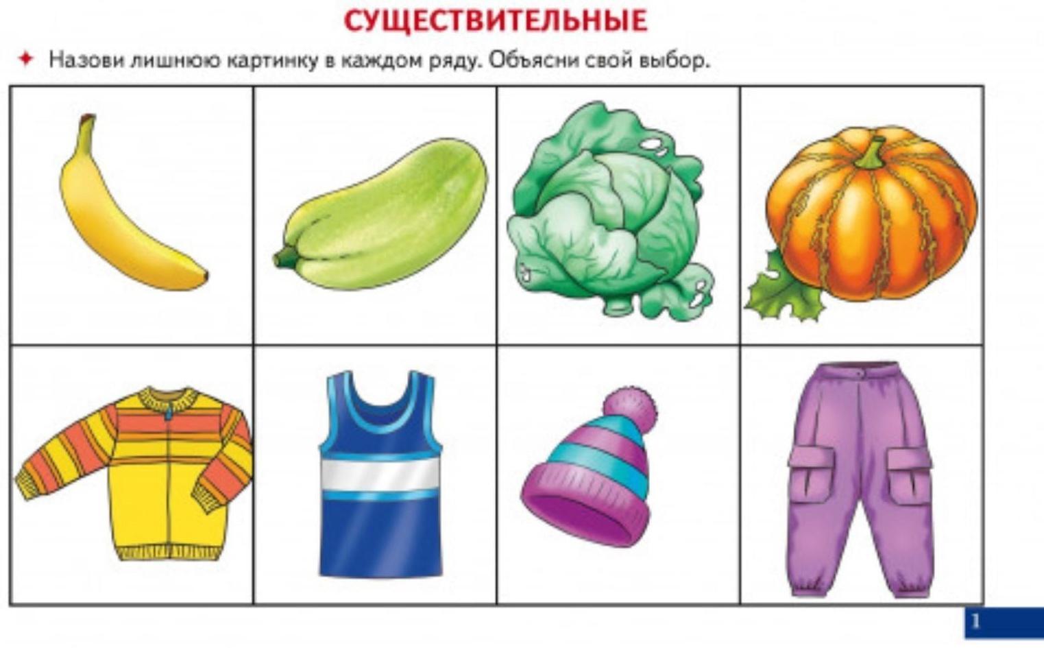 Логопедические карточки «Найди лишнюю картинку»