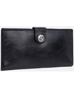 Портмоне на магнит, отдел для купюр, для карт, для монет, цвет чёрный