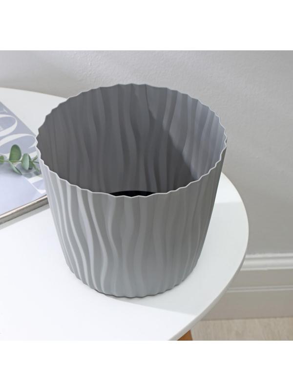 Кашпо для цветов со вставкой «Волна», 4 л, d=20 см, h=17 см, цвет серый