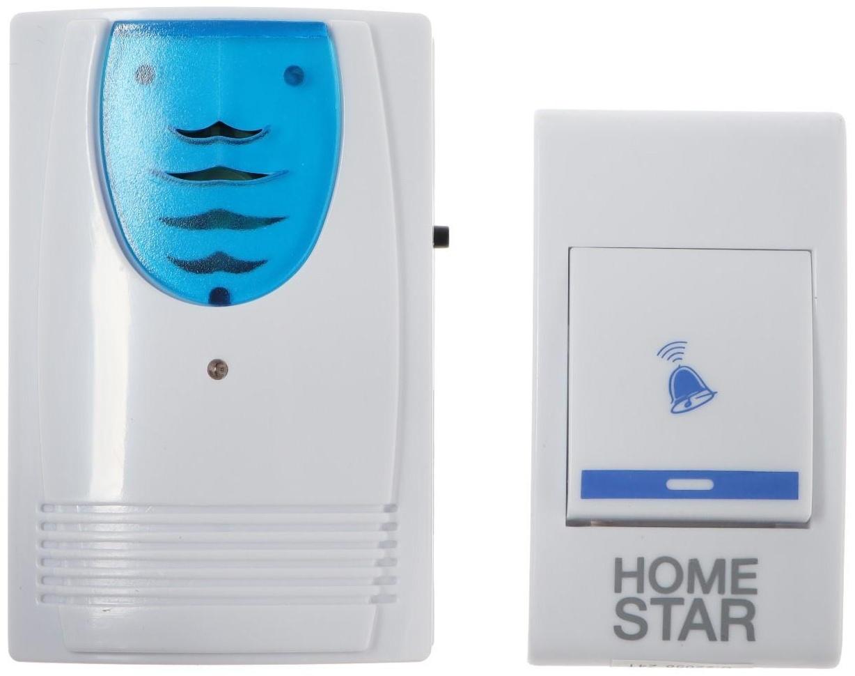 Звонок HomeStar HS-0102, беспроводной, 8,6 МВт, 32 мелодии, 80-90дБ, r=100м, 433.05Мгц, МИКС