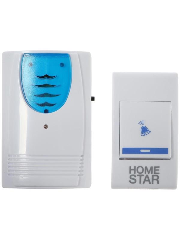Звонок HomeStar HS-0102, беспроводной, 8,6 МВт, 32 мелодии, 80-90дБ, r=100м, 433.05Мгц, МИКС