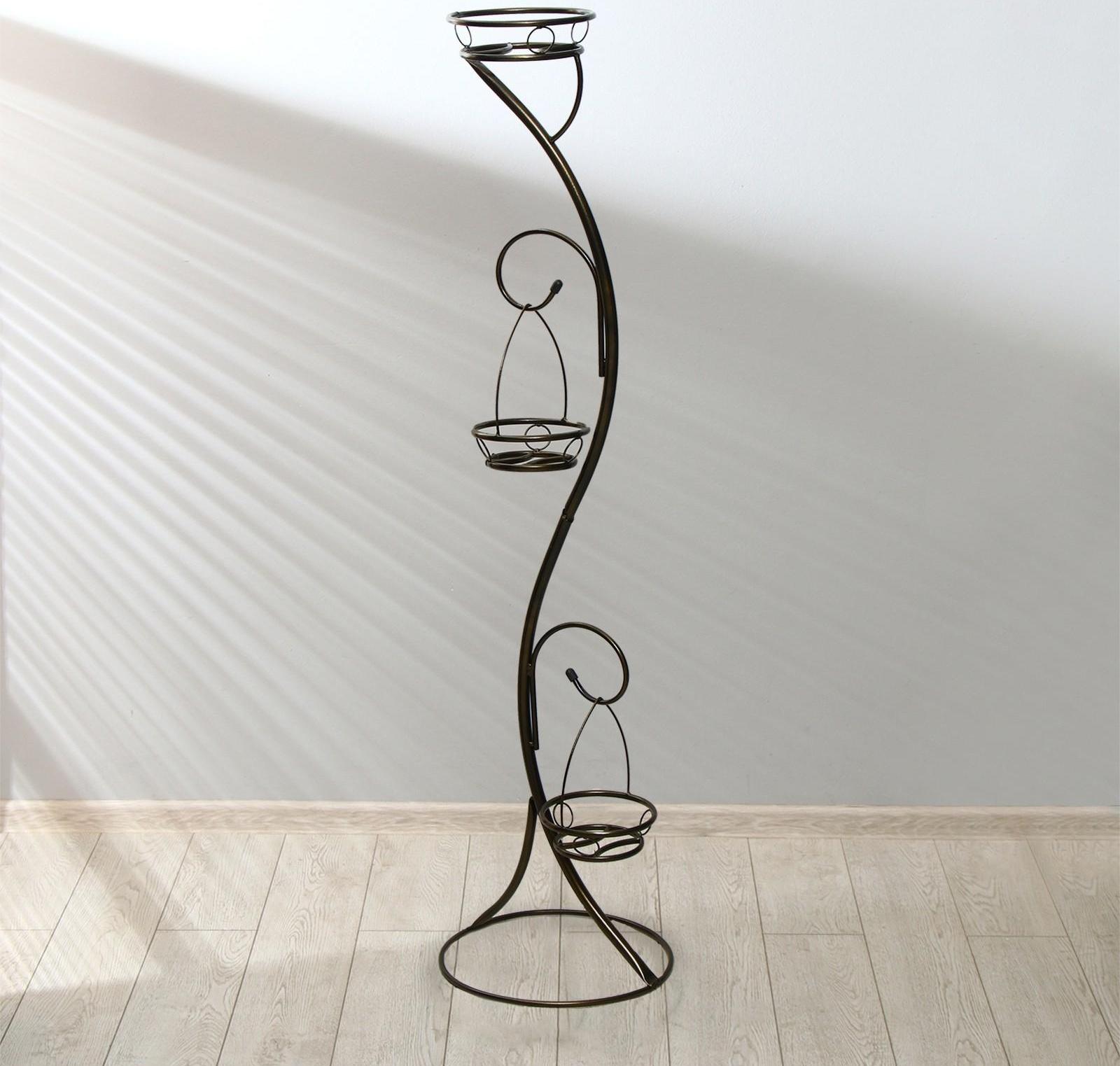 Подставка для цветов, напольная, разборная, на 3 горшка, d = 18 см, бронзовая