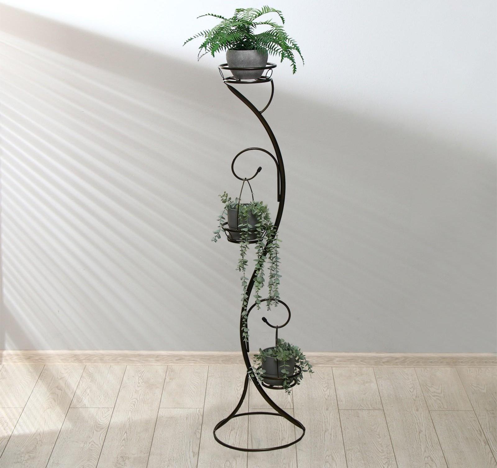 Подставка для цветов, напольная, разборная, на 3 горшка, d = 18 см, бронзовая