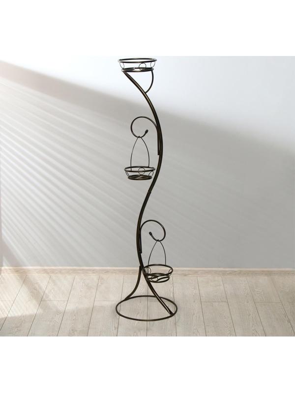 Подставка для цветов, напольная, разборная, на 3 горшка, d = 18 см, бронзовая