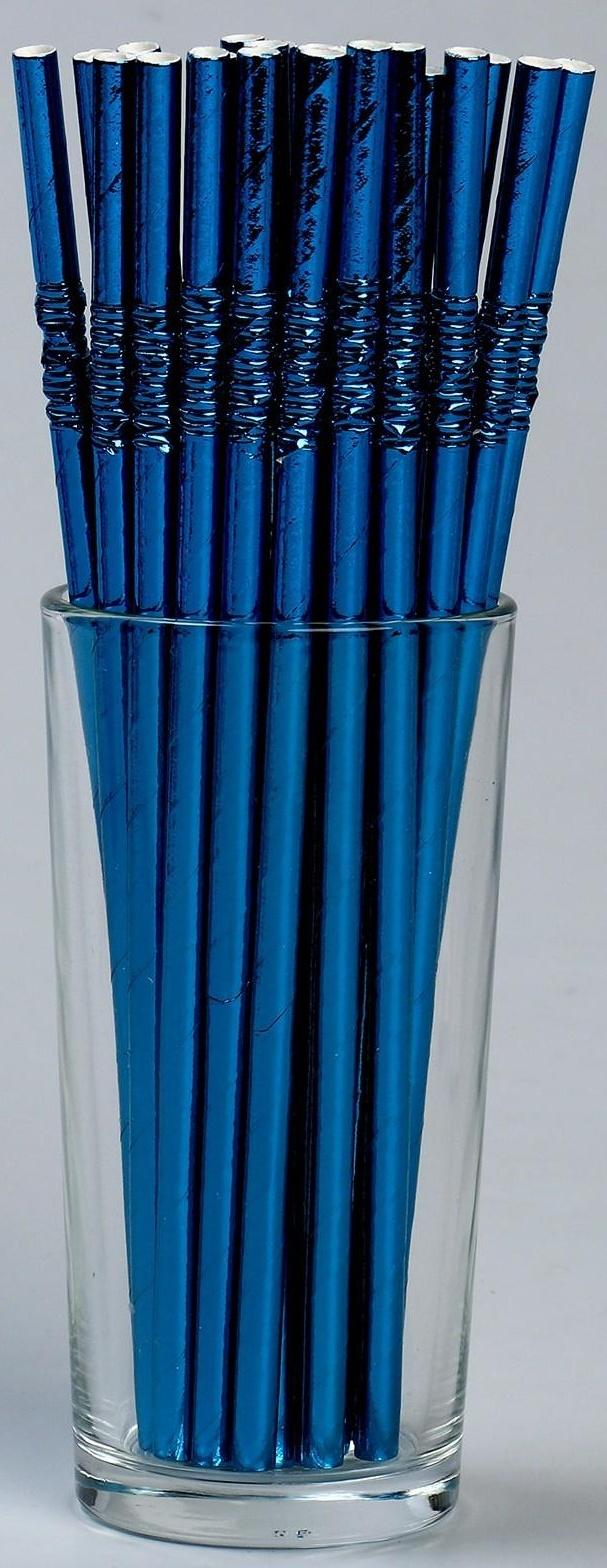 Трубочки для коктейля с гофрой, в наборе 25 штук, цвет синий