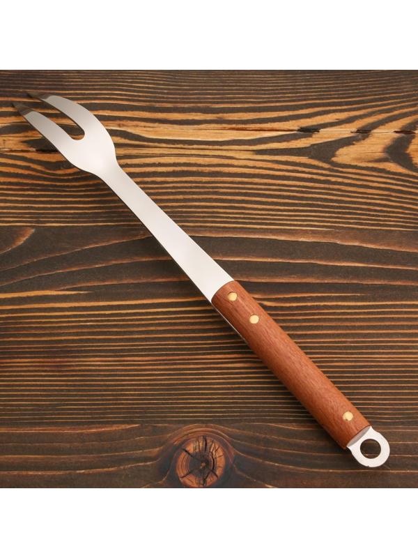 Вилка для мяса с деревянной ручкой 36 см, 7х3,5 см