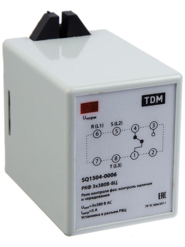 Реле контроля фаз цокольное TDM РКФ, 3х380 В, 8 Ц, SQ1504-0006