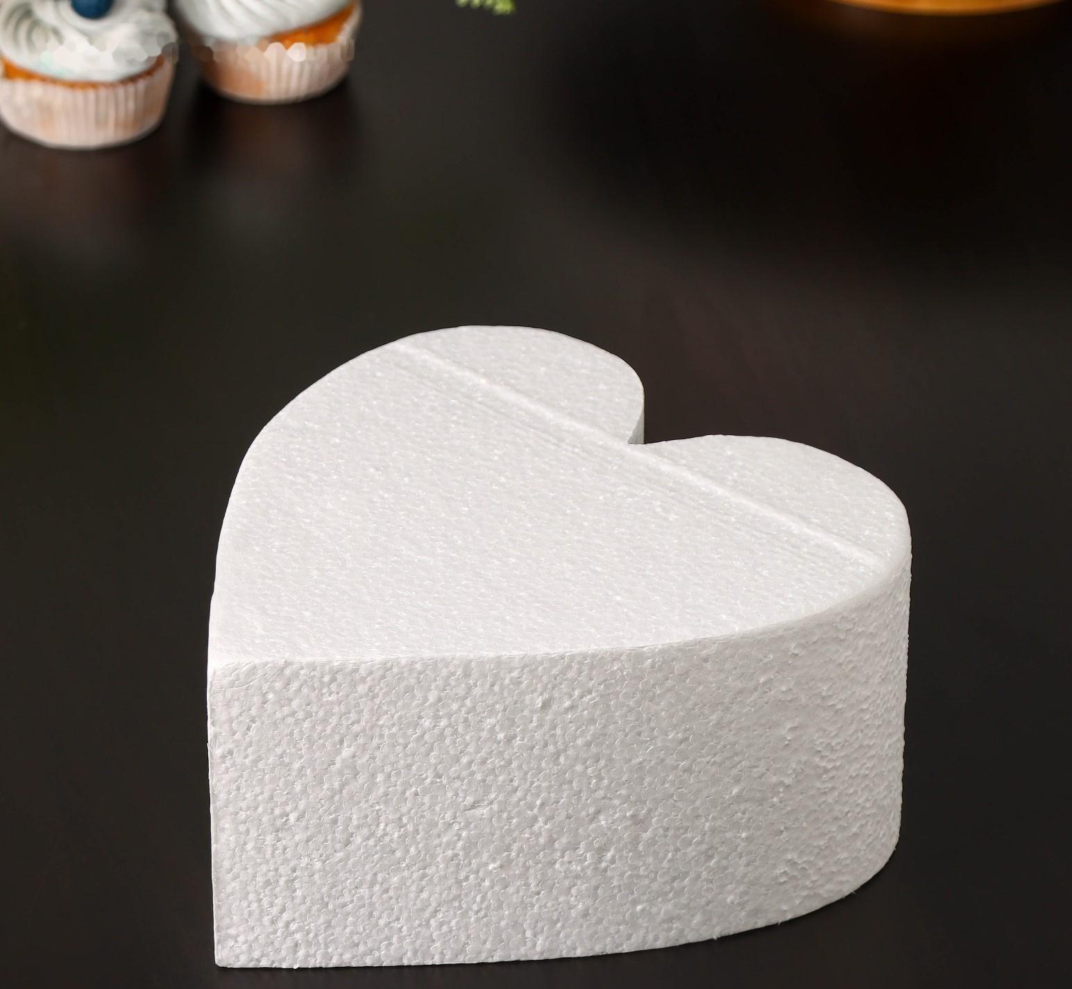 Фальшярус для торта «Сердце», d=20 см, h=10 см, цвет белый