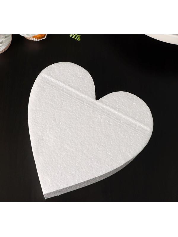 Фальшярус для торта «Сердце», d=20 см, h=10 см, цвет белый